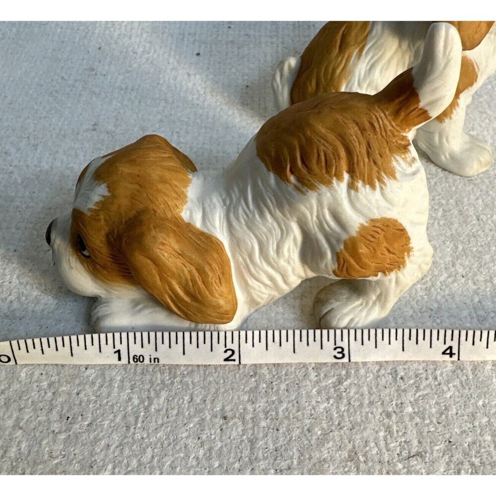 VTG Homco 1980’s Pair Of Ceramic White And Brown King Charles Spaniel Figurines - Picture 6 of 6